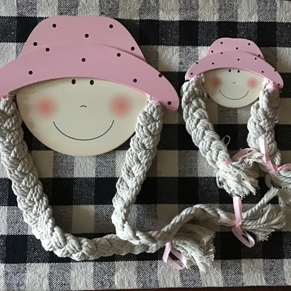 2 PCS Handmade Braid Doll Hair Bows hair Clips Organizer Holder